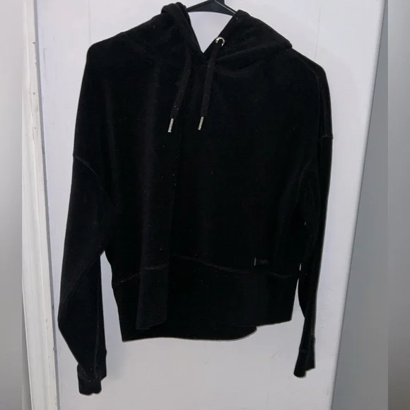 COPY - Gorgeous mint vintage Calvin Klein cropped ladies hoodie black velour / … - Picture 8 of 11
